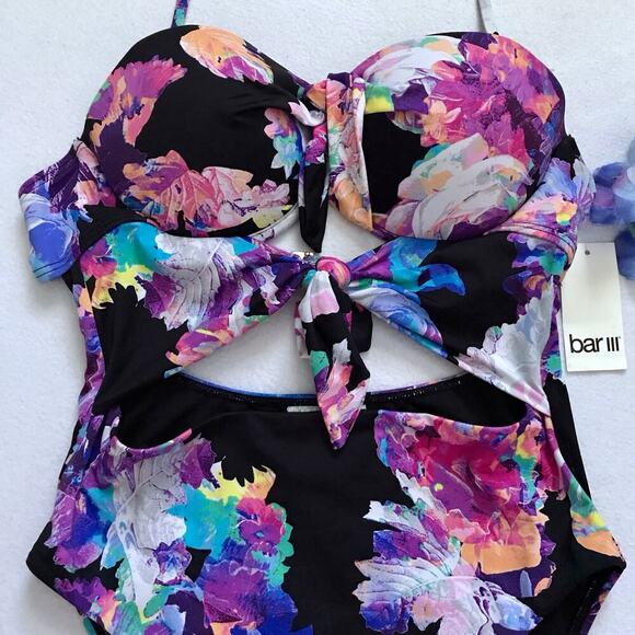 Bar III NWT Cut Out Floral Swimwear Women L - Picture 4 of 11